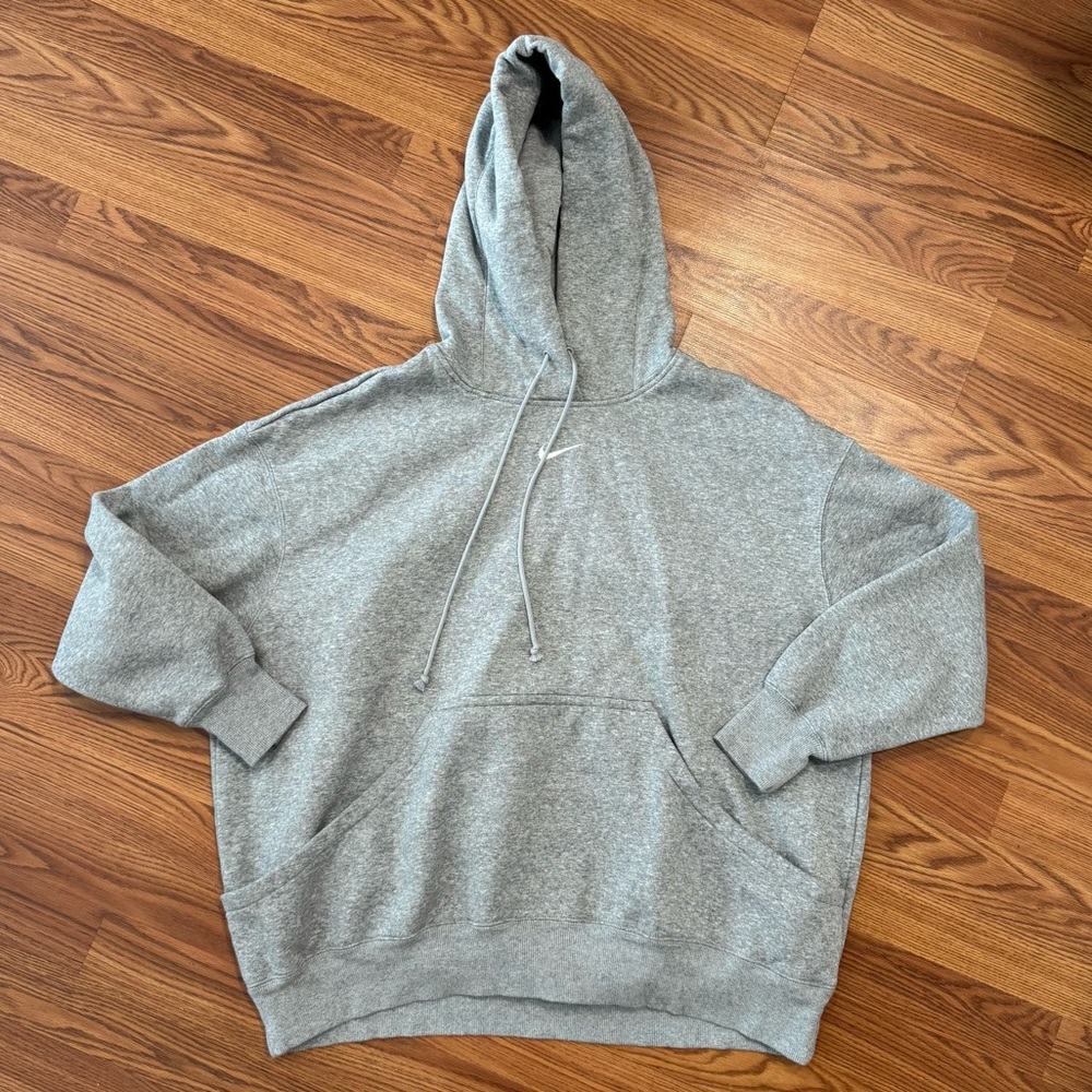 Nike Heather Grey Long Drop Sleeve Hoodie Size XL